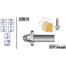 Freza profilata pentru lemn tip FD 8 mm R2.38 mm R..